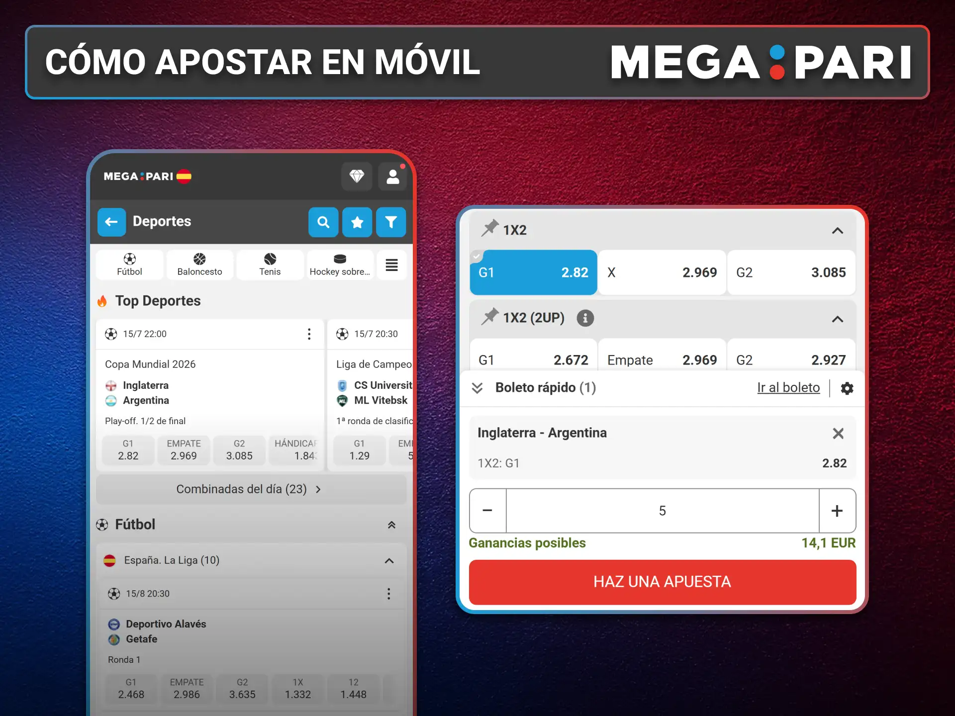 Empieza a apostar desde el teléfono con la aplicación MegaPari rápidamente.
