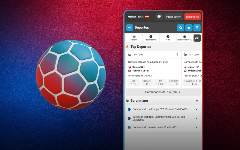 Sigue partidos de balonmano utilizando la aplicación MegaPari en España.