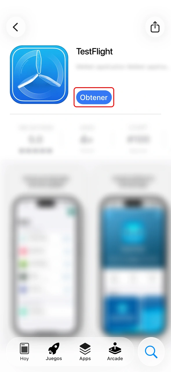 Instala TestFlight para acceder a la aplicación MegaPari en dispositivos Apple.
