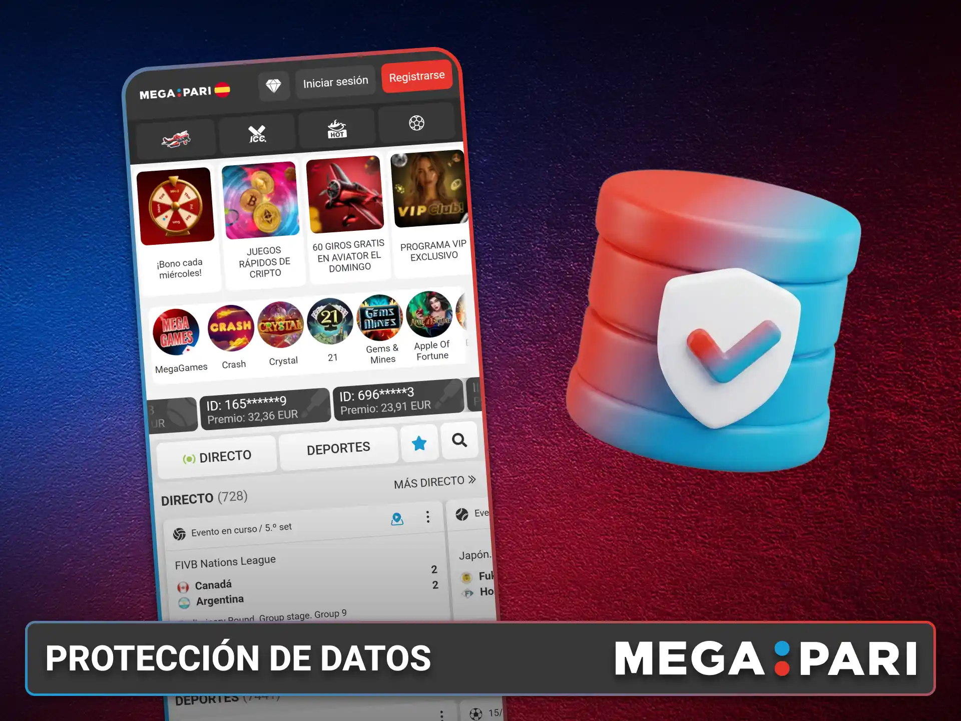 Descubre la protección de datos integrada en la aplicación MegaPari.