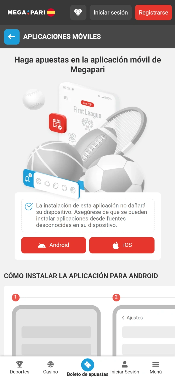 Descarga la aplicación MegaPari para apostar en eSports desde el móvil.
