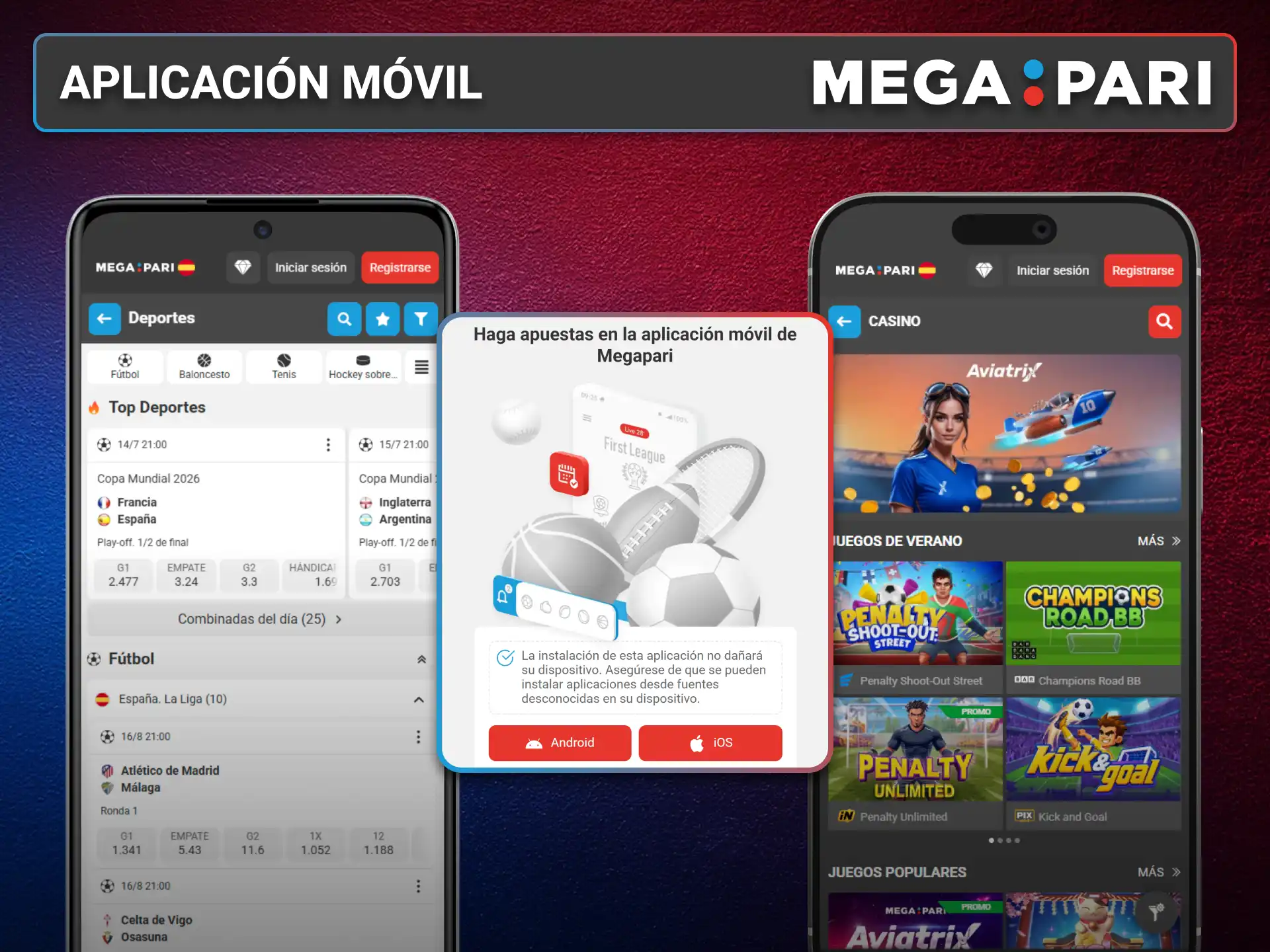 Descarga la aplicación de MegaPari y juega cómodamente desde cualquier lugar.