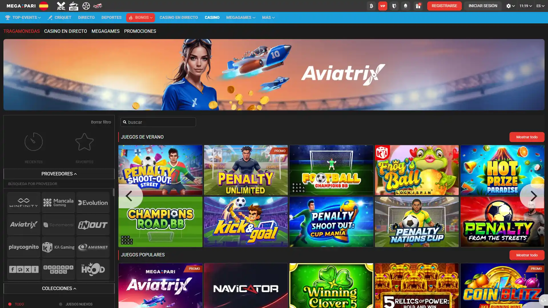 Disfruta del casino de MegaPari con una amplia selección de juegos populares.