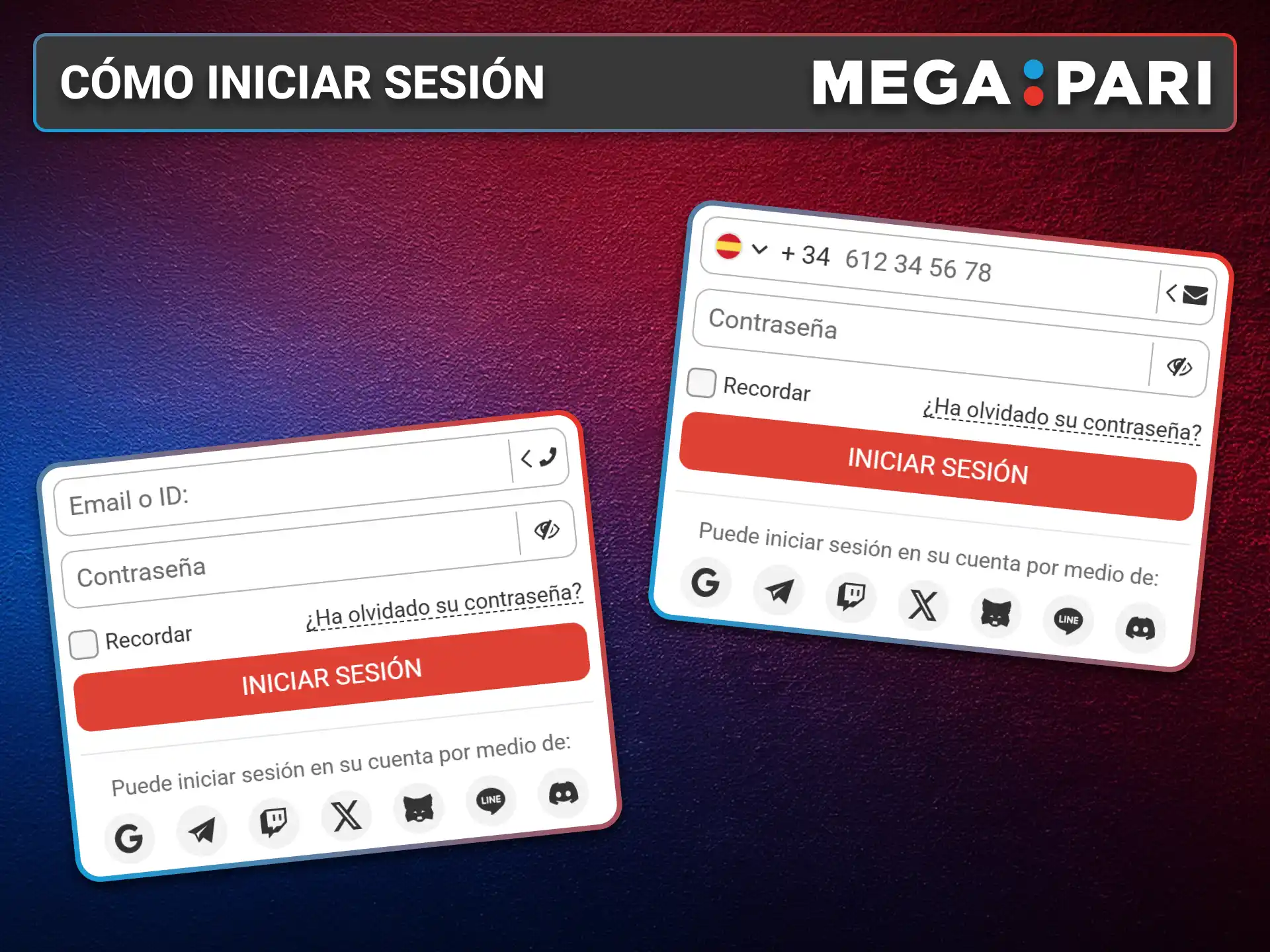 Inicia sesión en tu cuenta de MegaPari de forma rápida y segura.