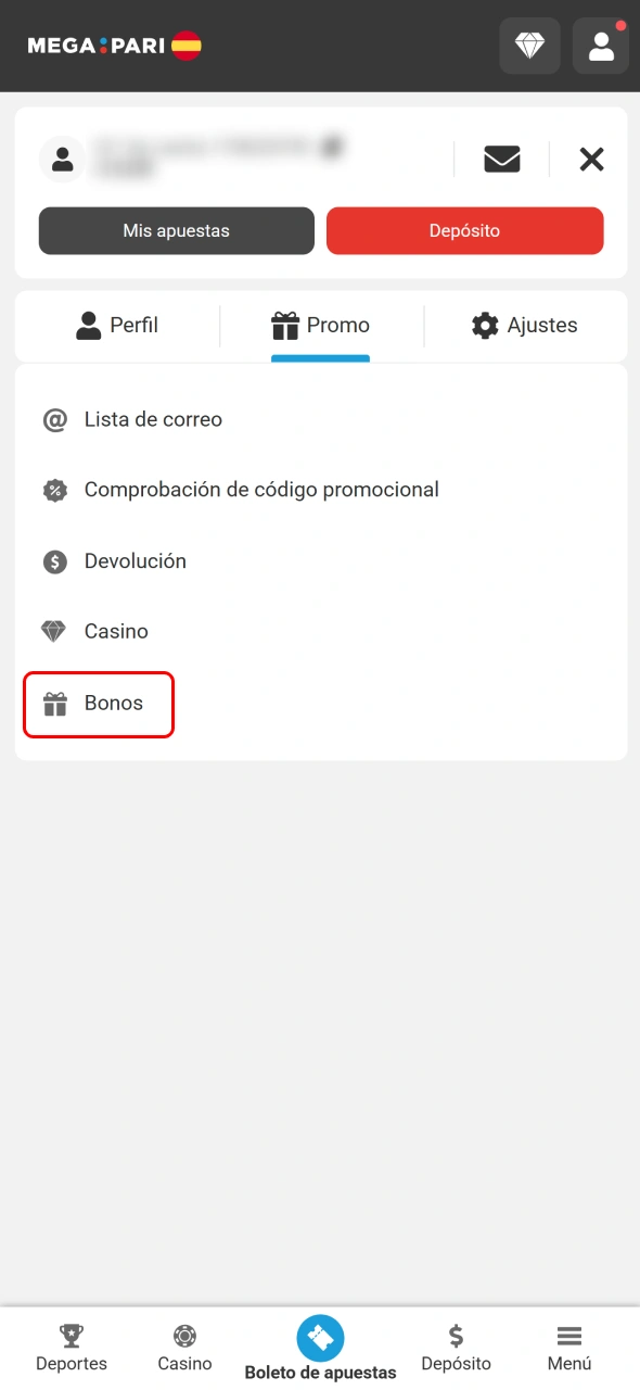 Recibe automáticamente el bono de bienvenida en tu cuenta de MegaPari.